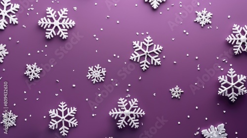 Snowflakes on a purple background with varying shades for a contemporary New Year theme Ideal for design and decoration suitable for Christmas cards photo