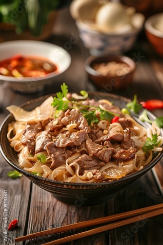 Beef Chow Fun Interactive Recipe Guide Explore the Ingredients Techniques and Cultural Heritage of This Authentic Chinese Dish © tantawat