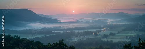 Mystical Sunrise over the Rolling Meadows of Hudson Valley, Upstate New York photo