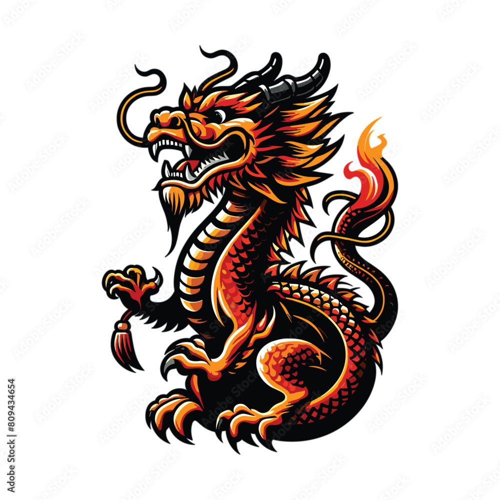 chinese dragon mascot vector illustration on white background chinese dragon mascot vector illustration on white background