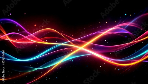 Abstract colorful background with glowing lines and bokeh effect