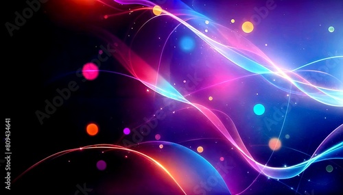 Abstract colorful background with glowing lines and bokeh effect