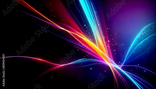 Abstract colorful background with glowing lines and bokeh effect