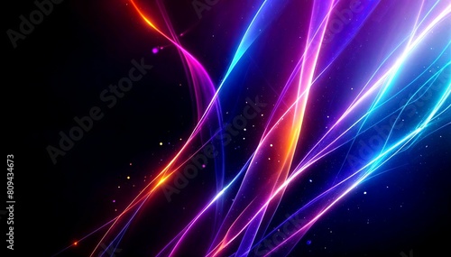 Abstract colorful background with glowing lines and bokeh effect