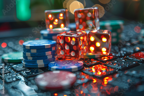 christmas decorations on a blue background, Casino online gaming app Texas Holdem roulette a © Abdul