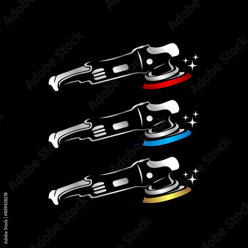 Car Detailing Machine Silhouette Vector Isolated - Car Polisher Machine Vector template