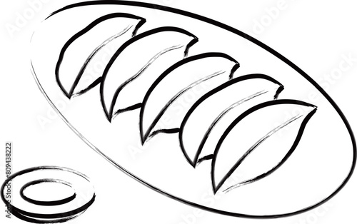 筆書き単品食べ物イラスト　餃子