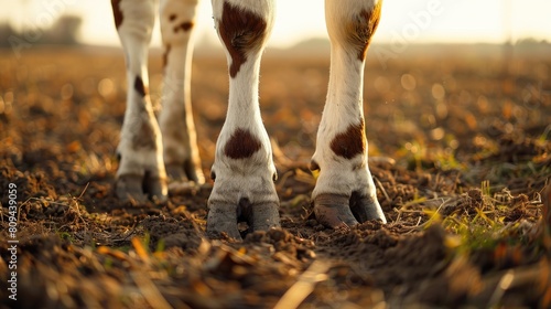 The cow s legs while it is on the field