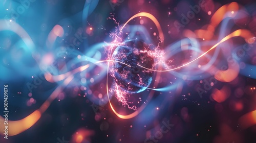 Captivating Visualisation of Quantum Entanglement Concept with Dynamic Particles and Vibrant Energy Flow