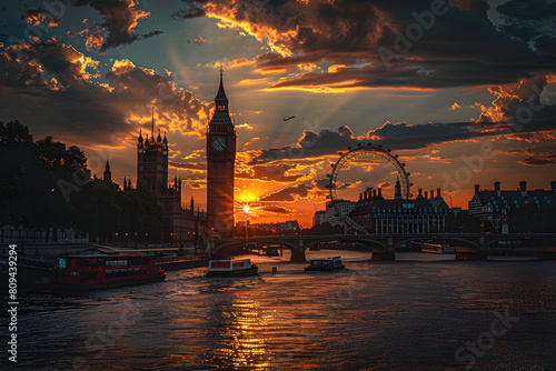 Scenic View of the Iconic Big Ben with the River Thames at Sunset - The Quintessential UK Experience
