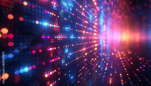 A colorful, glowing, and abstract image of a lighted wall with many dots by AI generated image
