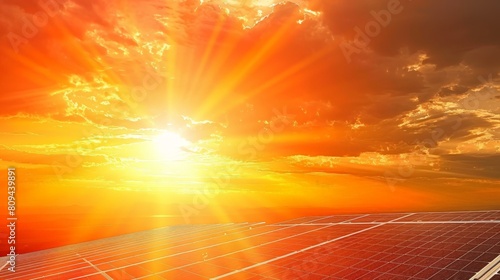 Sunset Over Solar Panels