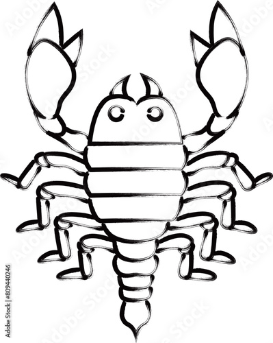 筆書き昆虫単品アイコン　サソリ