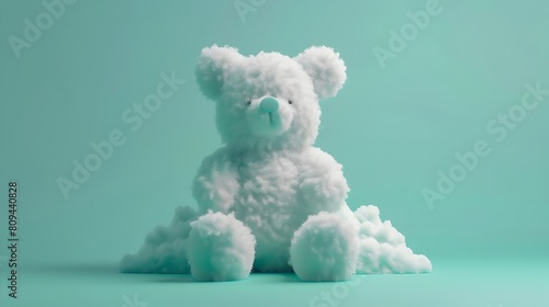 Soft and Dreamlike Teddy Bear Plush Against Mint Green Background