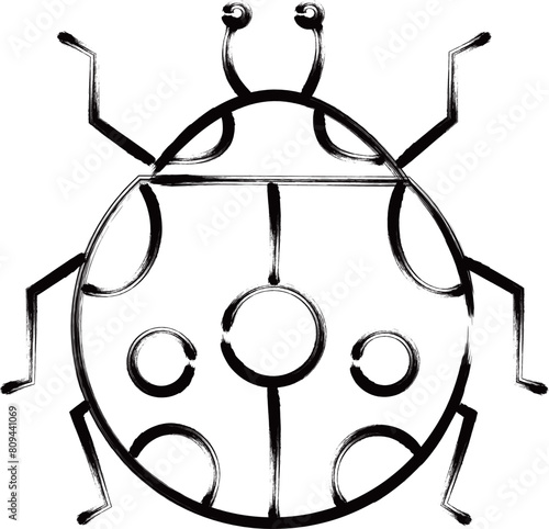 筆書き昆虫単品アイコン　てんとう虫