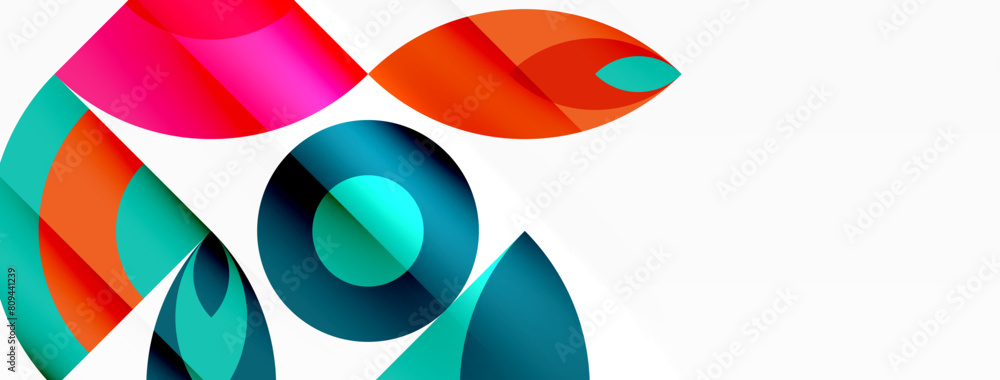 A vibrant logo featuring colorful circles and triangles on a white background, with tints and shades of electric blue, magenta, and carmine creating a symmetrical pattern A vibrant logo featuring colorful circles and triangles on a white background, with tints and shades of electric blue, magenta, and carmine creating a symmetrical pattern