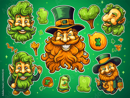 St. Patricks Day vector design elements set. St Patricks day traditional symbol set illustration cut out isolated background.