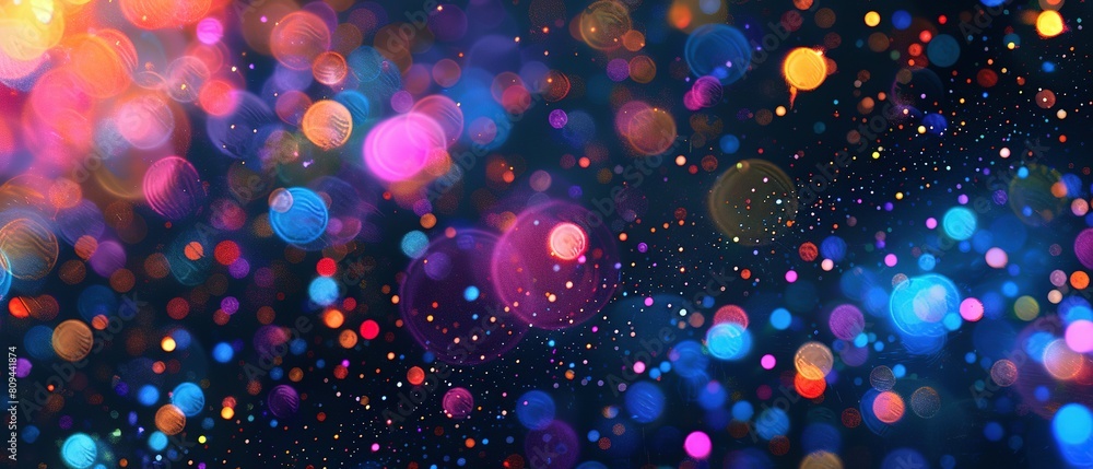 Naklejka premium A Gradient From Twilight to Darkness is Adorned with Sparkling Points of Light, Interwoven with Geometric Shapes in a Fusion of Modern and Abstract Styles