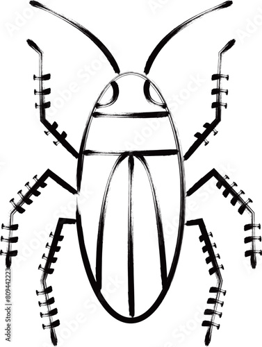 筆書き昆虫単品アイコン　ゴキブリ