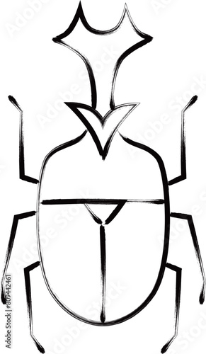 筆書き昆虫単品アイコン　カブトムシ