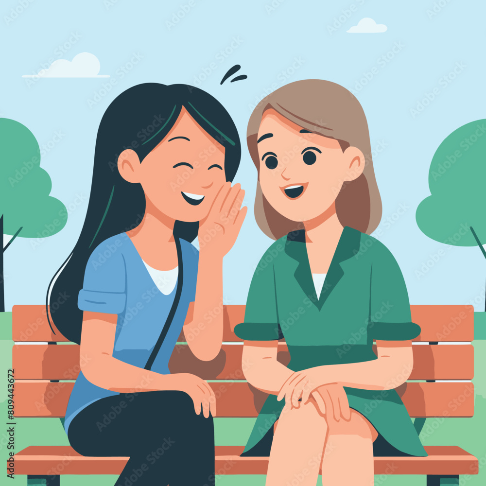 cartoon of two women whispering and gossiping