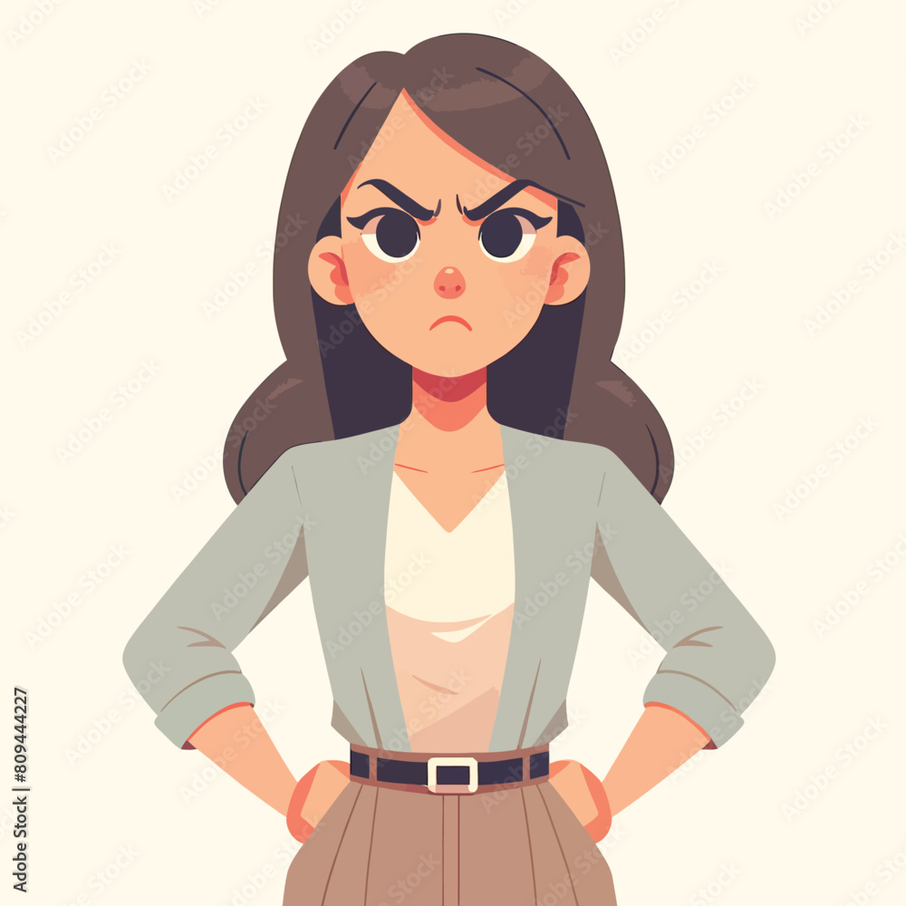Fototapeta premium cartoon of a woman standing with an indignant expression