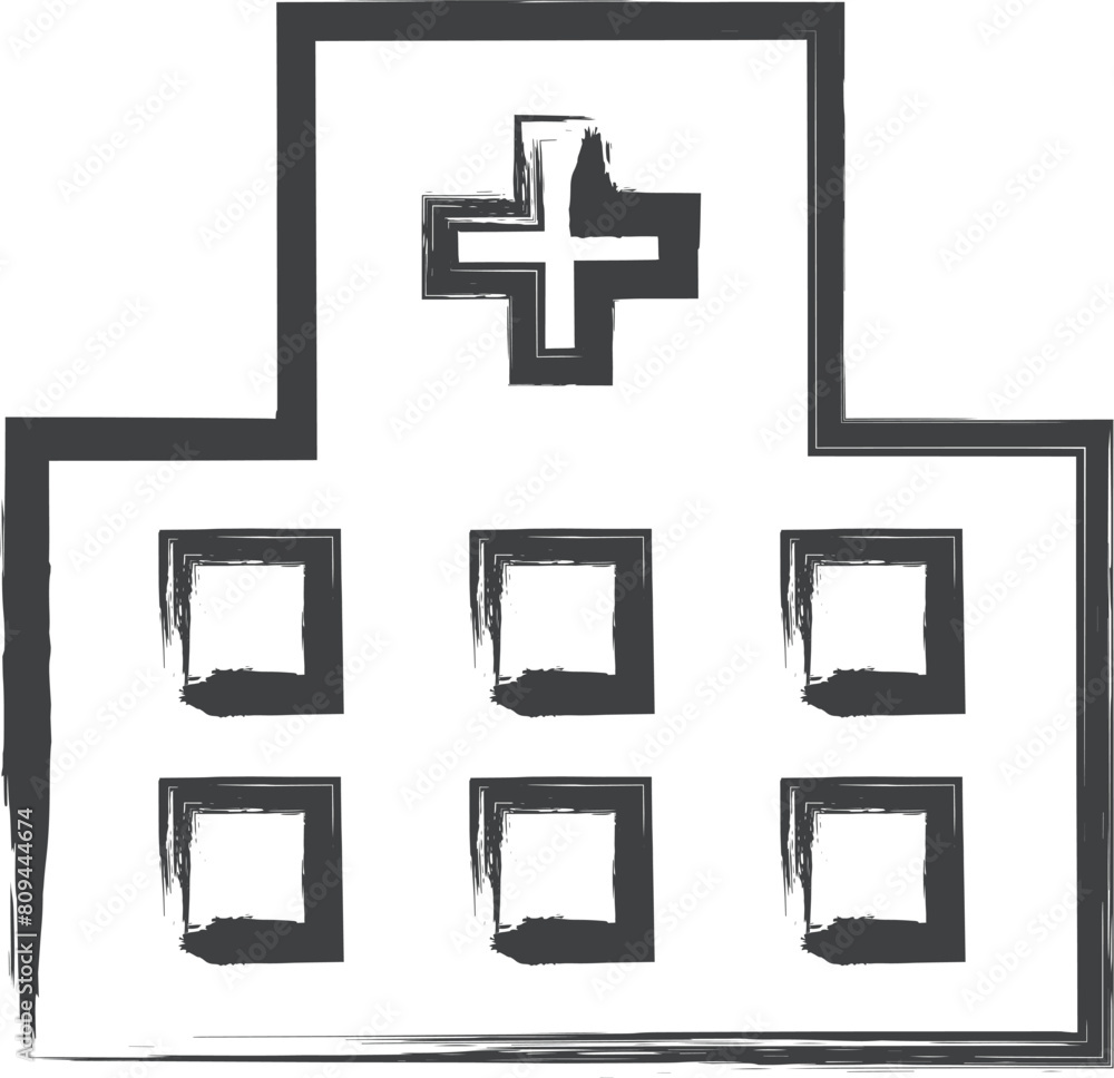 Obraz premium 筆書き医療関連の単品イラスト 病院