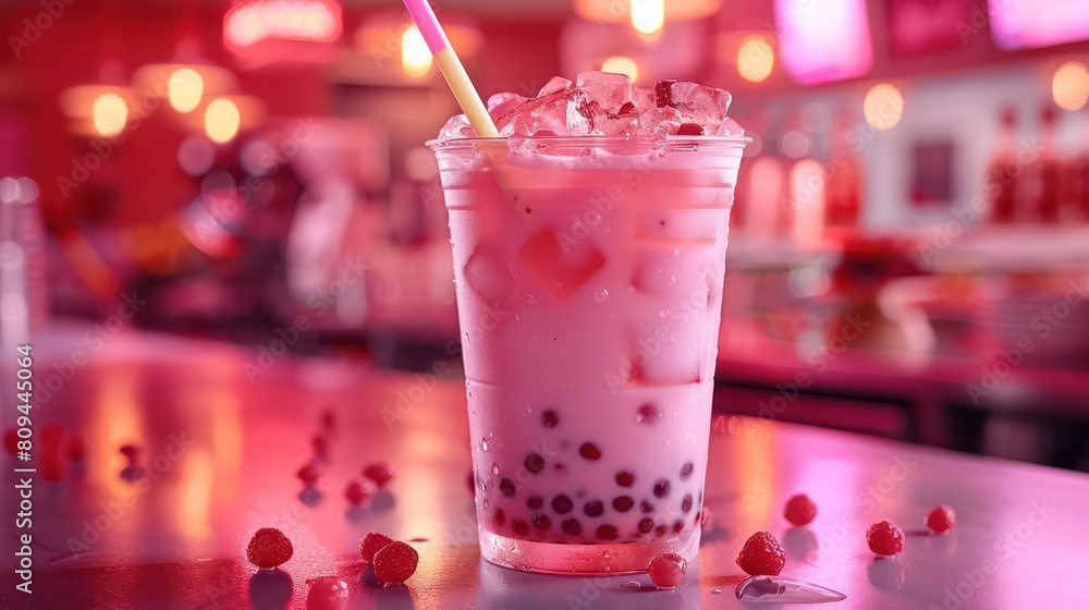 A glass of bubble tea with tapioca pearls, milk tea, and a colorful straw, showcasing its trendy and delicious appeal. A glass of bubble tea with tapioca pearls, milk tea, and a colorful straw, showcasing its trendy and delicious appeal.