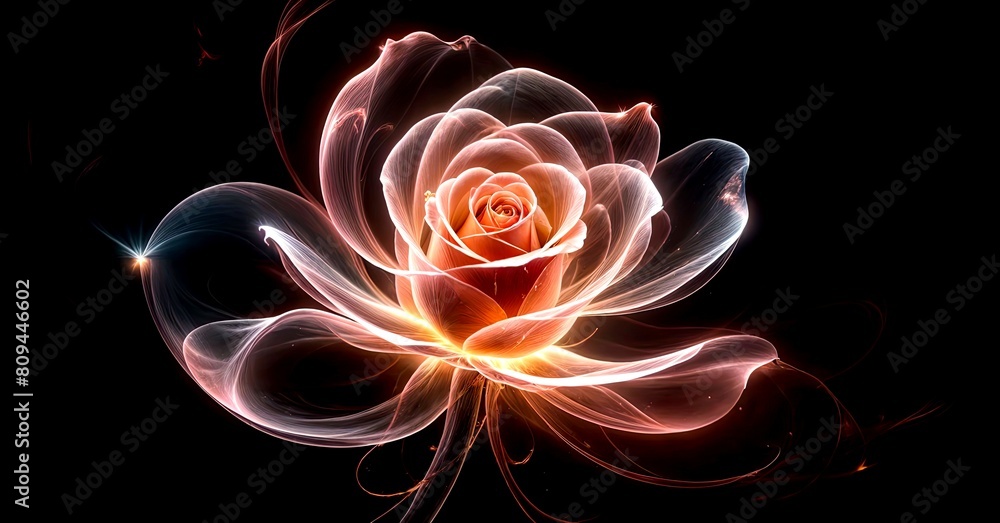 Rose Glow on Dark Background with Energy Swirls Rose Glow on Dark Background with Energy Swirls