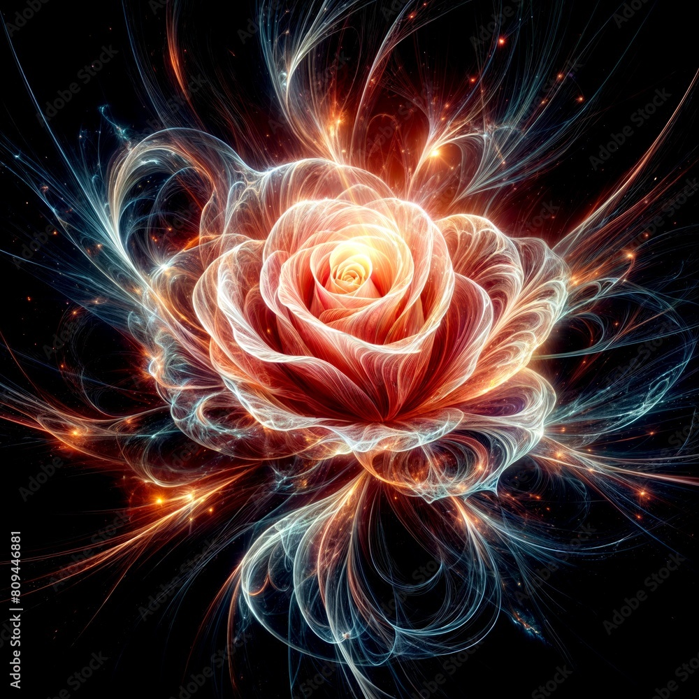 Rose Glow on Dark Background with Energy Swirls Rose Glow on Dark Background with Energy Swirls