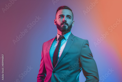 businessman in corporate style isolated gradient background