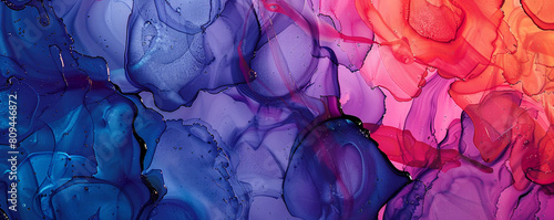 Deep indigo and bright coral alcohol ink background, with high-quality oil paint textures.