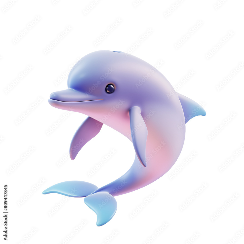 Obraz premium cute dolphin adorable marine mammal animal with fin and tail 3d icon realistic vector illustration. Cute aquatic wild character playful ocean underwater habitat jumping diving isolated on white