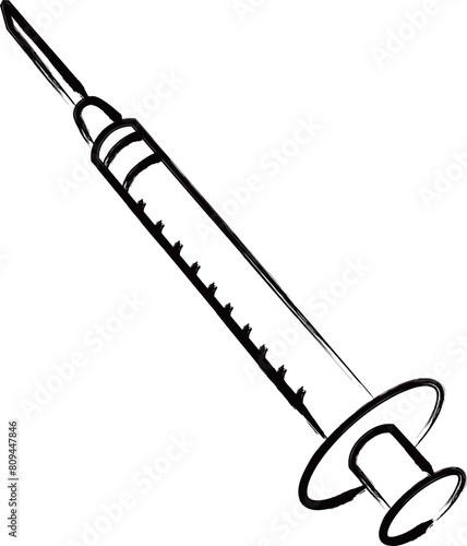 筆書き医療アイコン　注射器