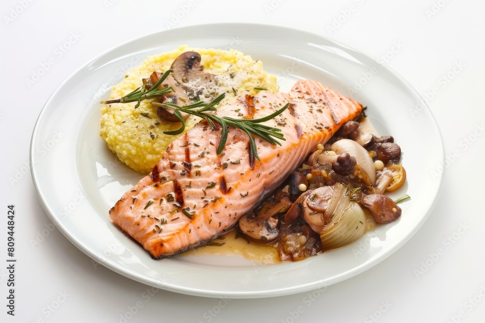 Succulent Roasted Salmon with Creamy Rosemary Polenta