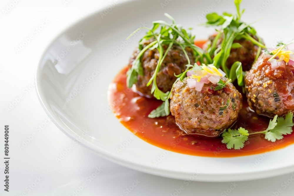 Appetizing Meatball Tapestry with Cuban Catsup and Aromas