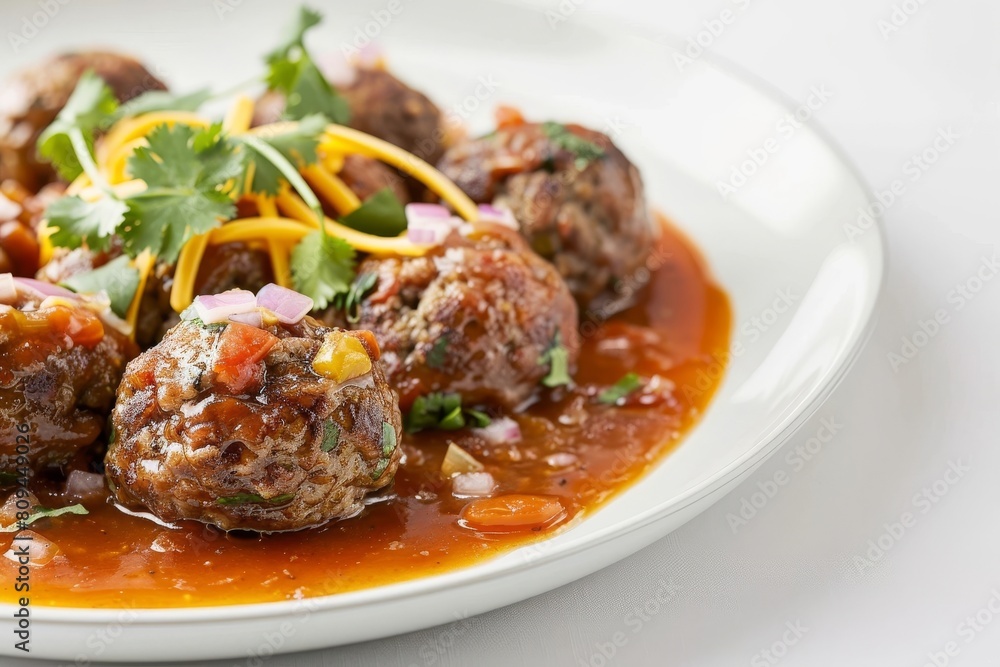 Mouthwatering Meatballs with Cuban Catsup and Fresh Greens