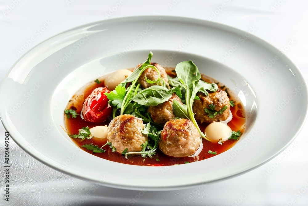 Naklejka premium Albondigas Meatball Stew: A Delicious and Aromatic Meal