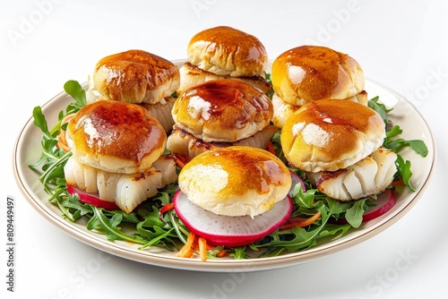 Gourmet Alaskan Cod Misoyaki Burger with Amazu Dressing photo