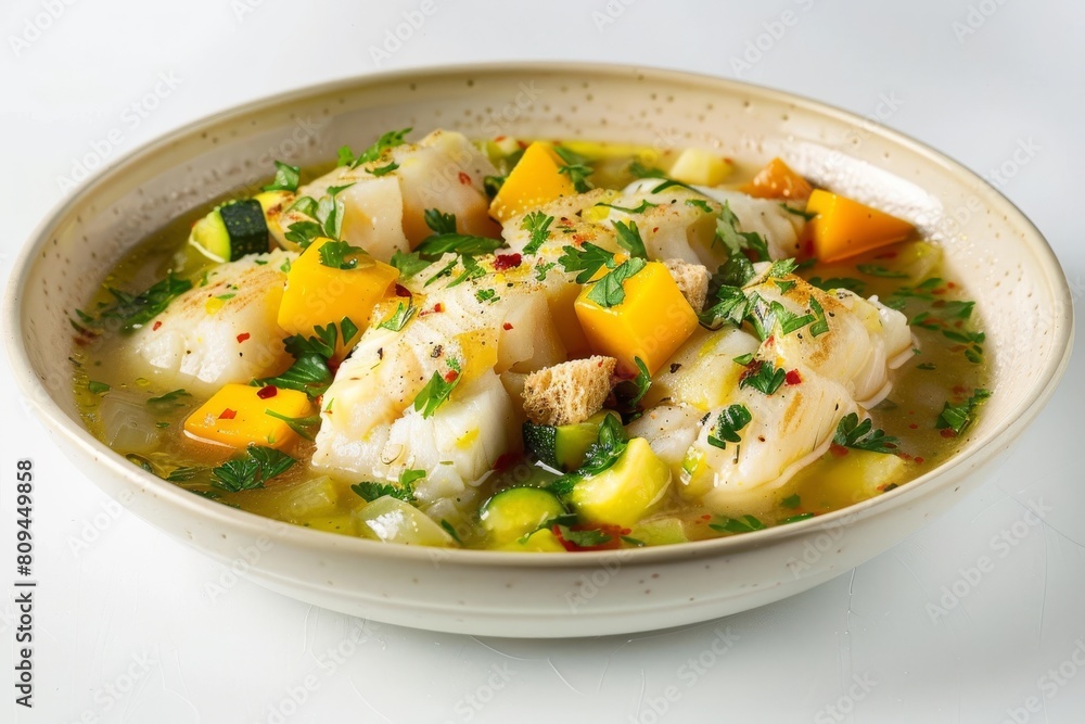 Delicious Alaska Cod Acqua Pazza with Toasted Whole Wheat Croutons Delicious Alaska Cod Acqua Pazza with Toasted Whole Wheat Croutons