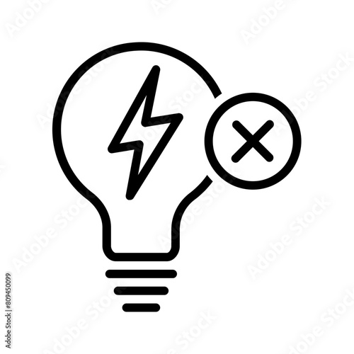 Vector black line icon for Power outage