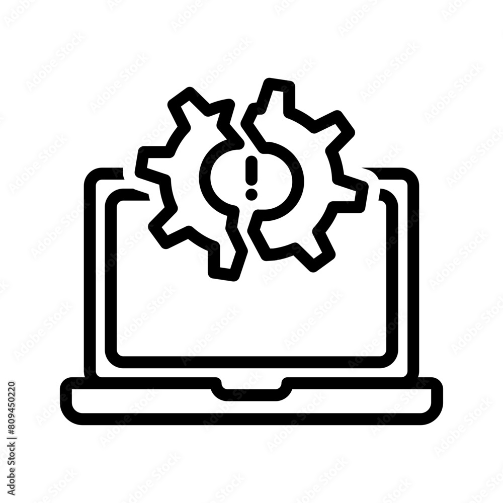 Vector black line icon for Hardware failure Vector black line icon for Hardware failure
