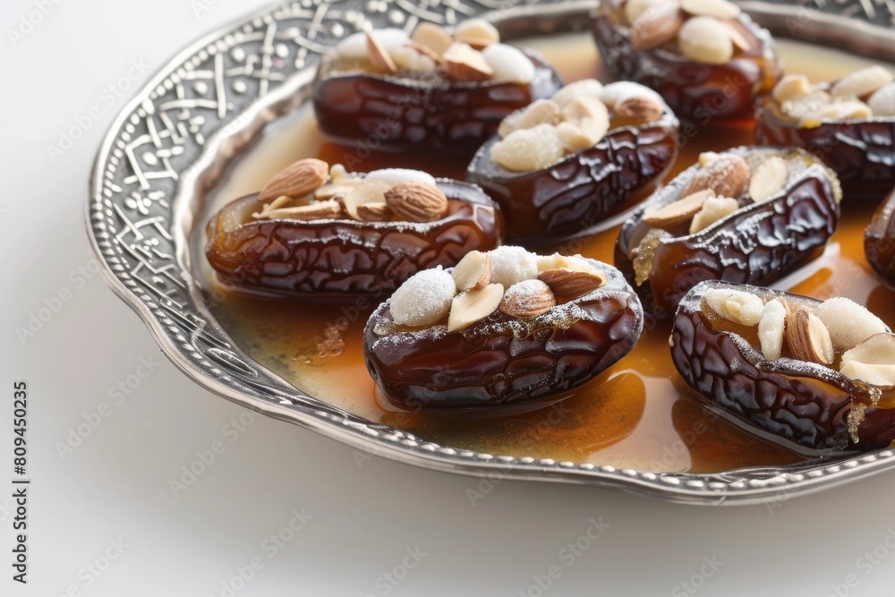 Rose Water Infused Stuffed Dates with Almonds and Syrup Rose Water Infused Stuffed Dates with Almonds and Syrup