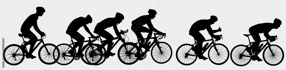 Fototapeta premium collection of cycling silhouettes 
