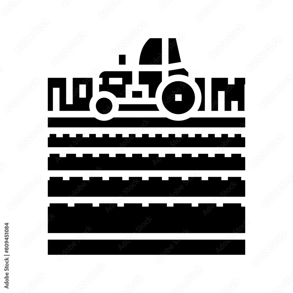 tractor field glyph icon vector. tractor field sign. isolated symbol illustration tractor field glyph icon vector. tractor field sign. isolated symbol illustration