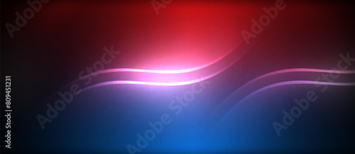 An electric blue, magenta, and violet glowing wave dances across a dark sky, resembling a colorful lens flare amidst pink and purple clouds