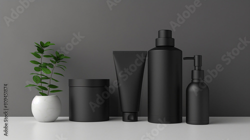 デザイン前の無地製品 ブラック容器4パターン photo