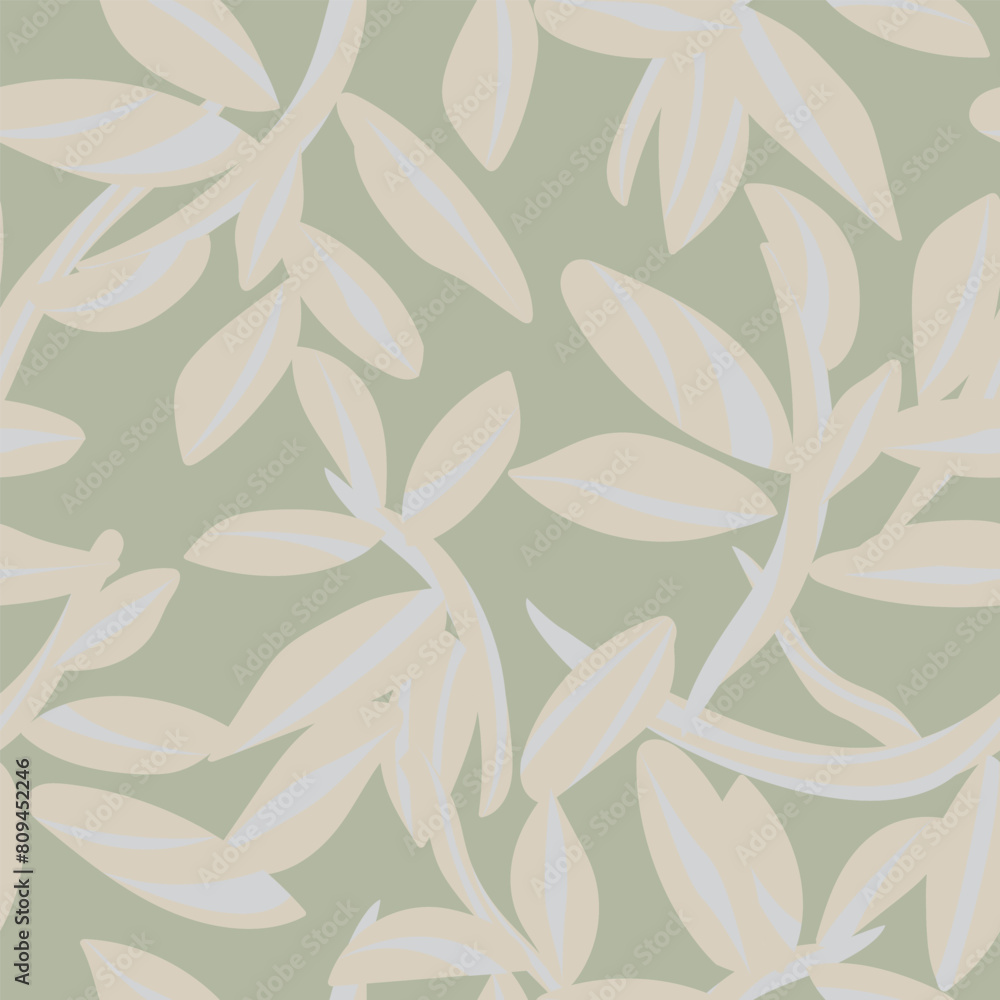 Neutral Colour Tropical Leaf Seamless Pattern Design Neutral Colour Tropical Leaf Seamless Pattern Design