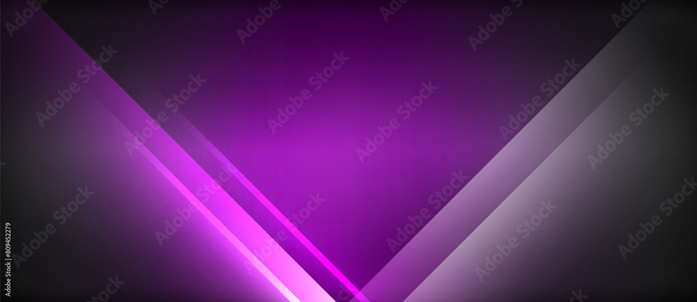 A violet triangle is radiating on a dark backdrop, creating a striking contrast. The symmetrical pattern and electric blue hues add depth to the design A violet triangle is radiating on a dark backdrop, creating a striking contrast. The symmetrical pattern and electric blue hues add depth to the design