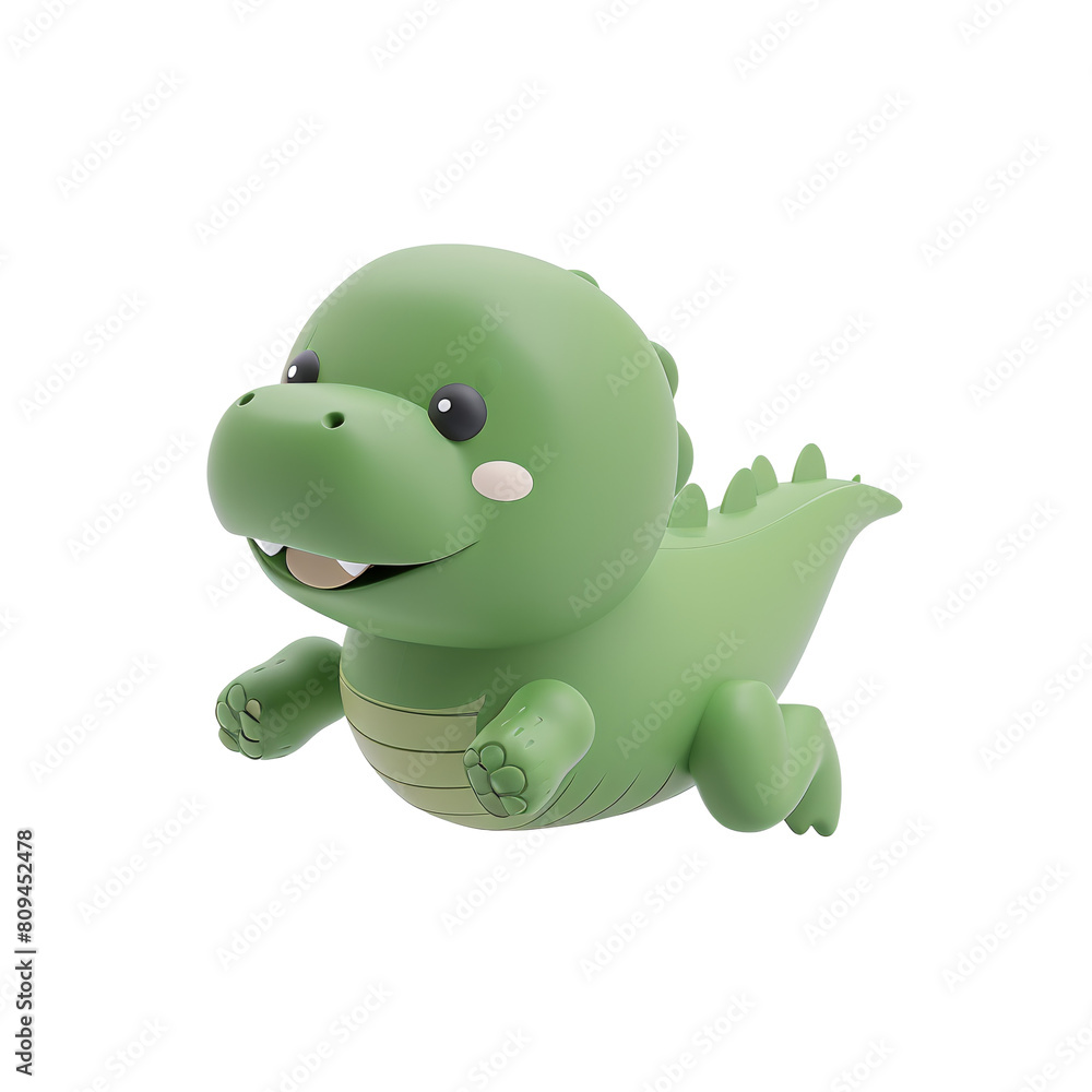 Obraz premium cute baby crocodile 3d rendering , cute crocodile icon illustration . ai generative